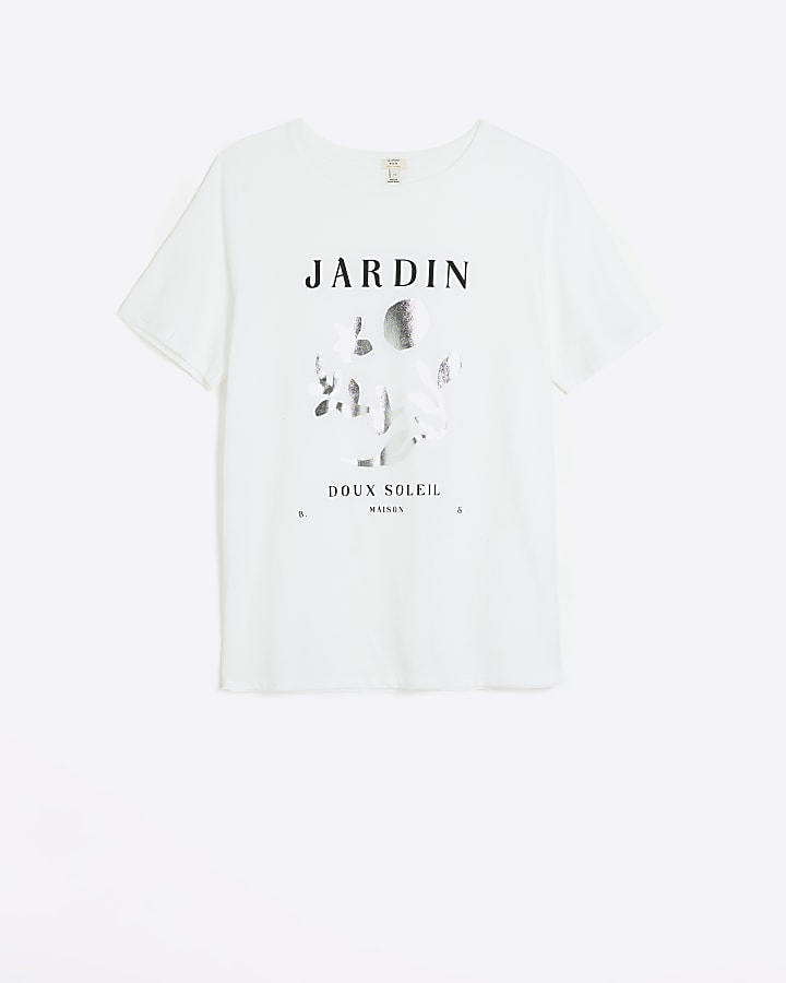 White graphic print t-shirt | River Island