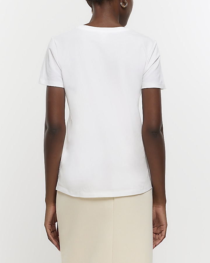 White embroidered tshirt River Island