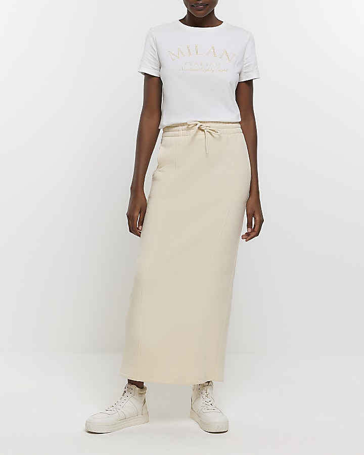 White embroidered tshirt River Island