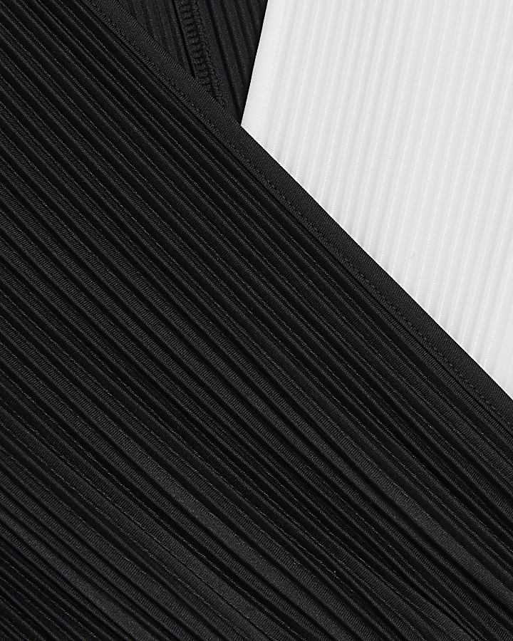 Black plisse belted wrap jumpsuit