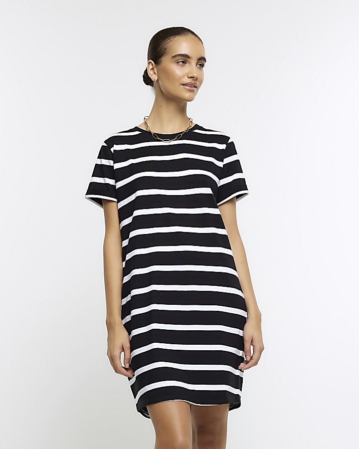 Black striped clearance t shirt dress