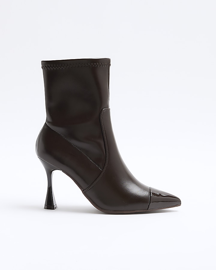 Red toe cap heeled ankle boots | River Island