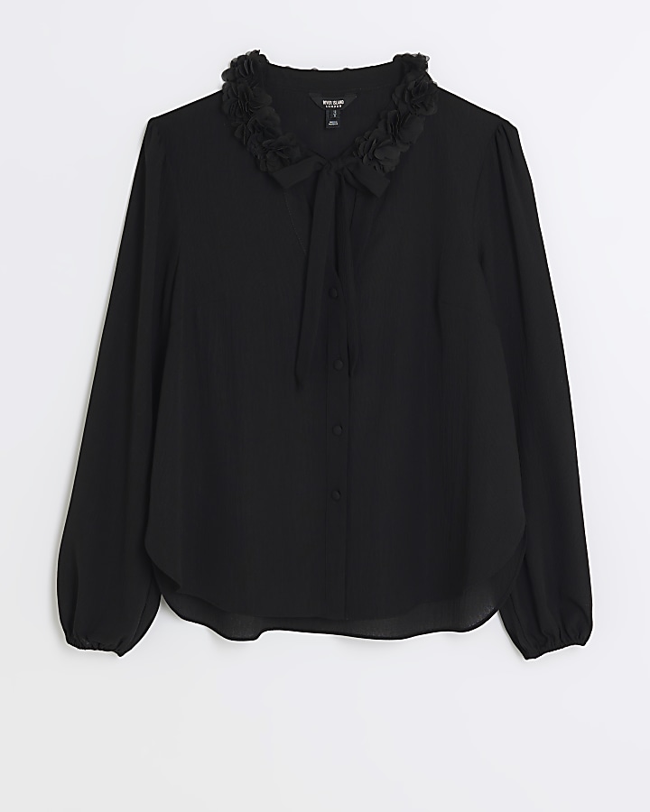Black chiffon corsage blouse | River Island