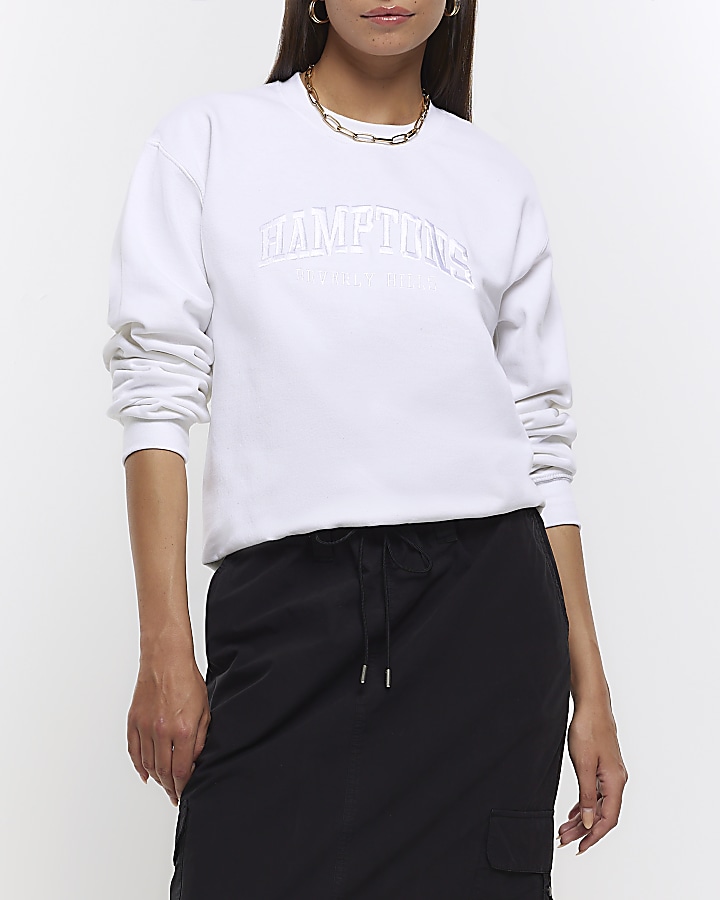 White on sale embroidered sweatshirt