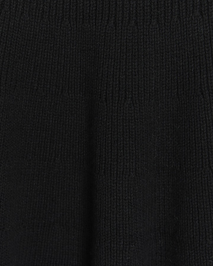 Black square neck jumper mini dress