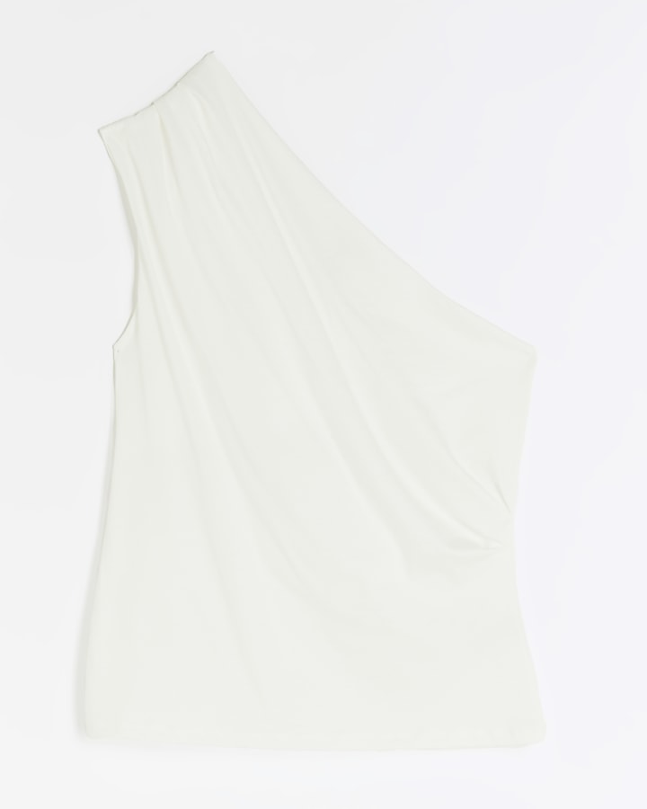 White pleated one shoulder top