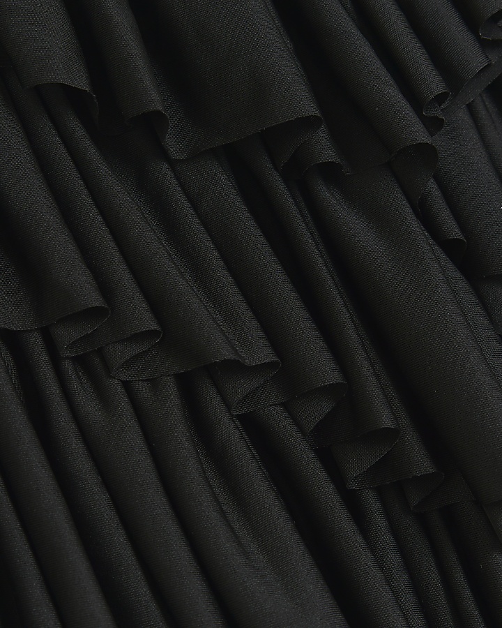 Black asymmetric ruffle cami top