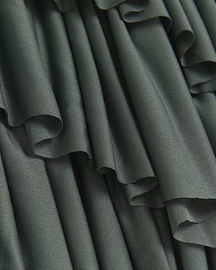 Dark green asymmetric ruffle cami top