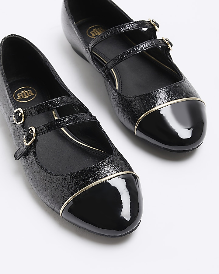 Black double strap ballet shoes