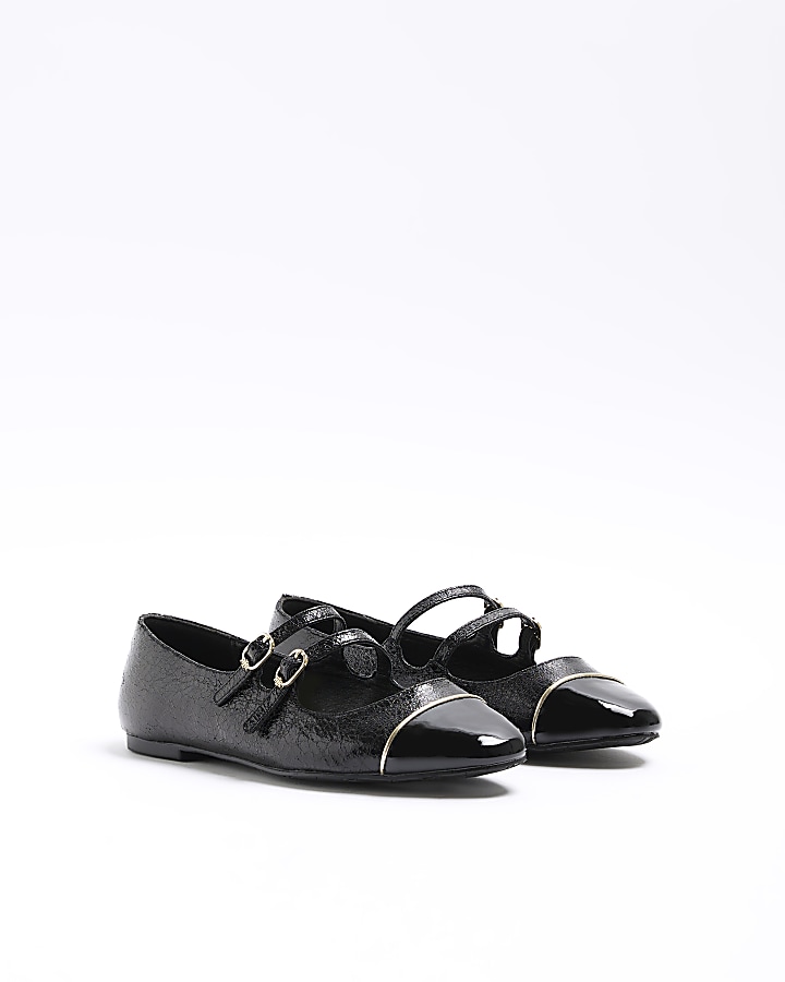 Black double strap ballet shoes