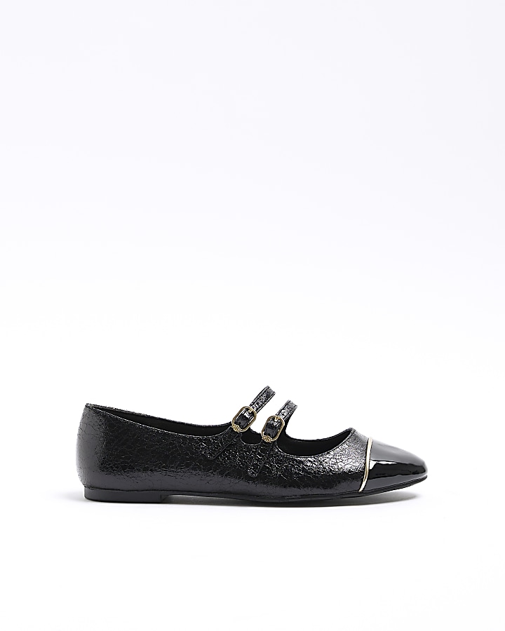 Black double strap ballet shoes