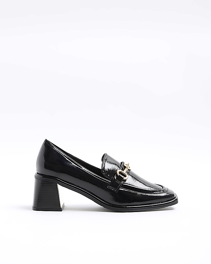 Black hotsell heeled loafers