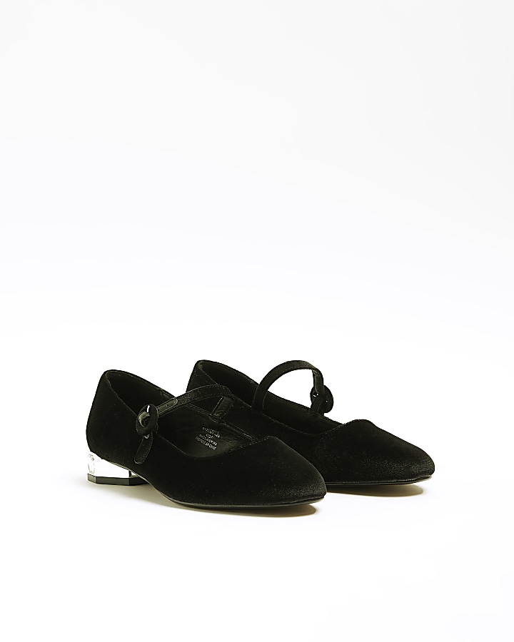 Black diamante heel mary jane shoes