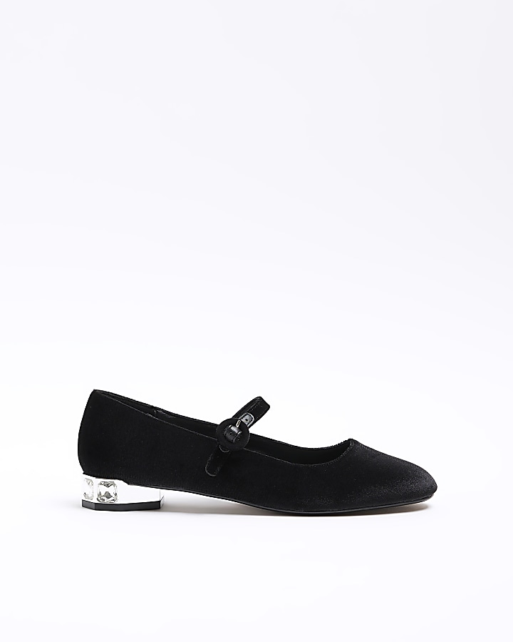 Black diamante heel mary jane shoes