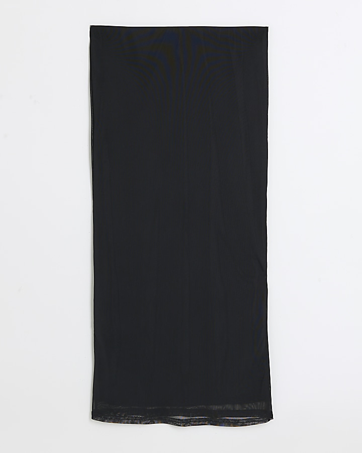 Black mesh maxi skirt