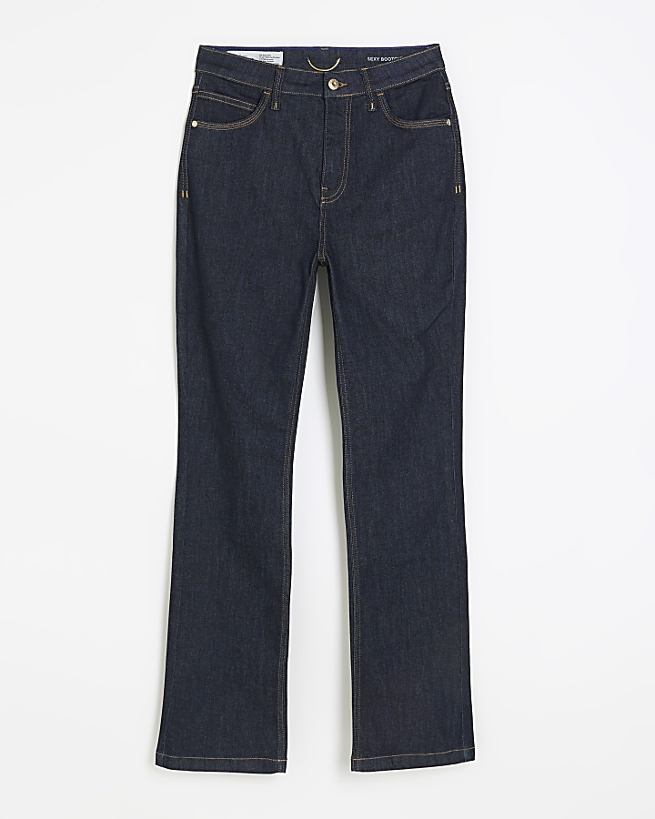 Blue high waisted bootcut jeans