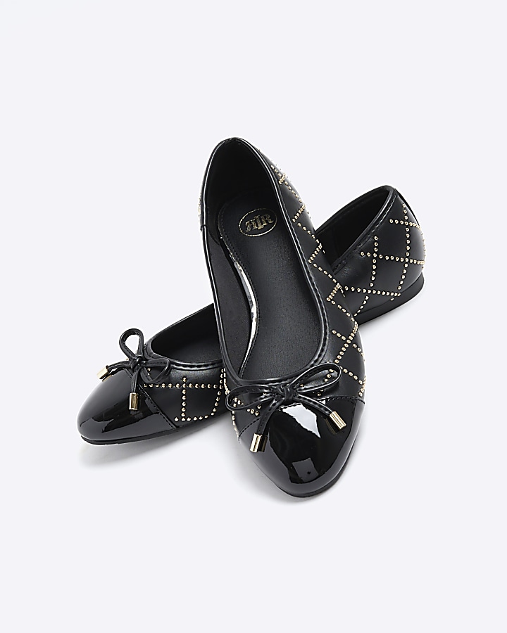 Black studded ballet shoes