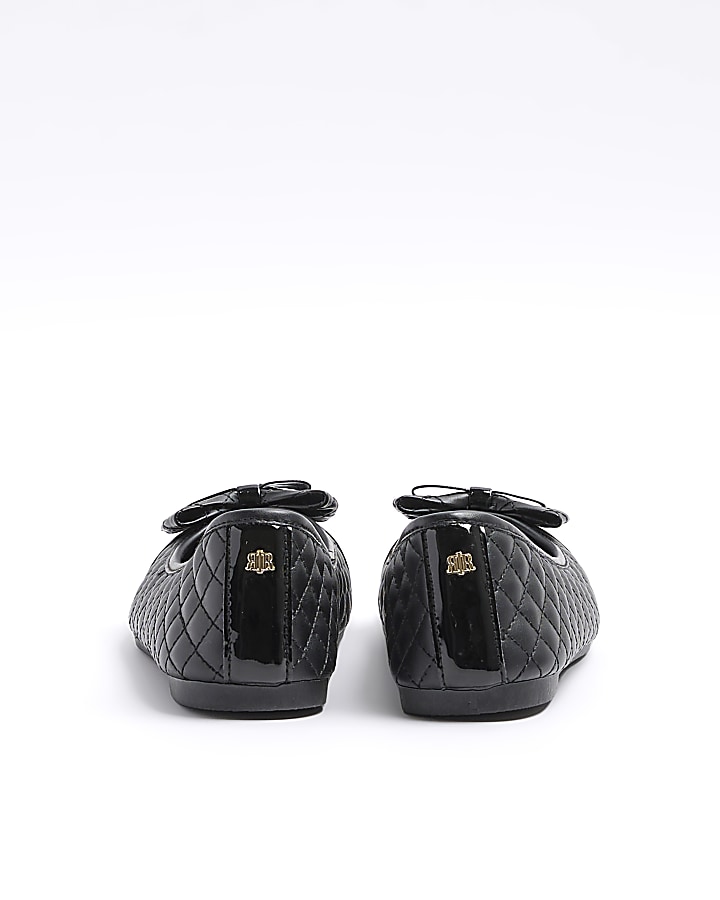 Black quilted bow ballet pumps