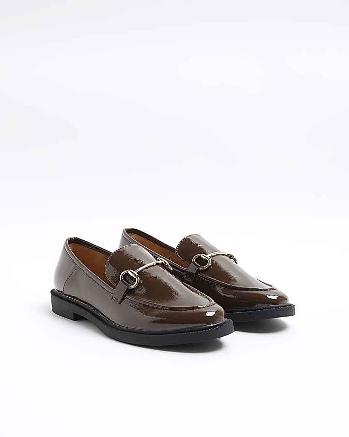 Brown chain loafers River Island