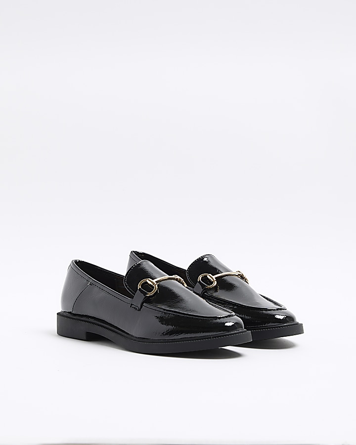 Black chain loafers River Island