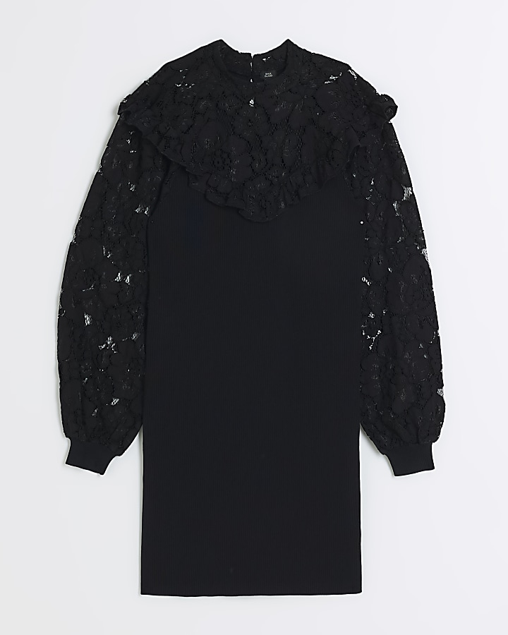 Black lace bodycon mini dress