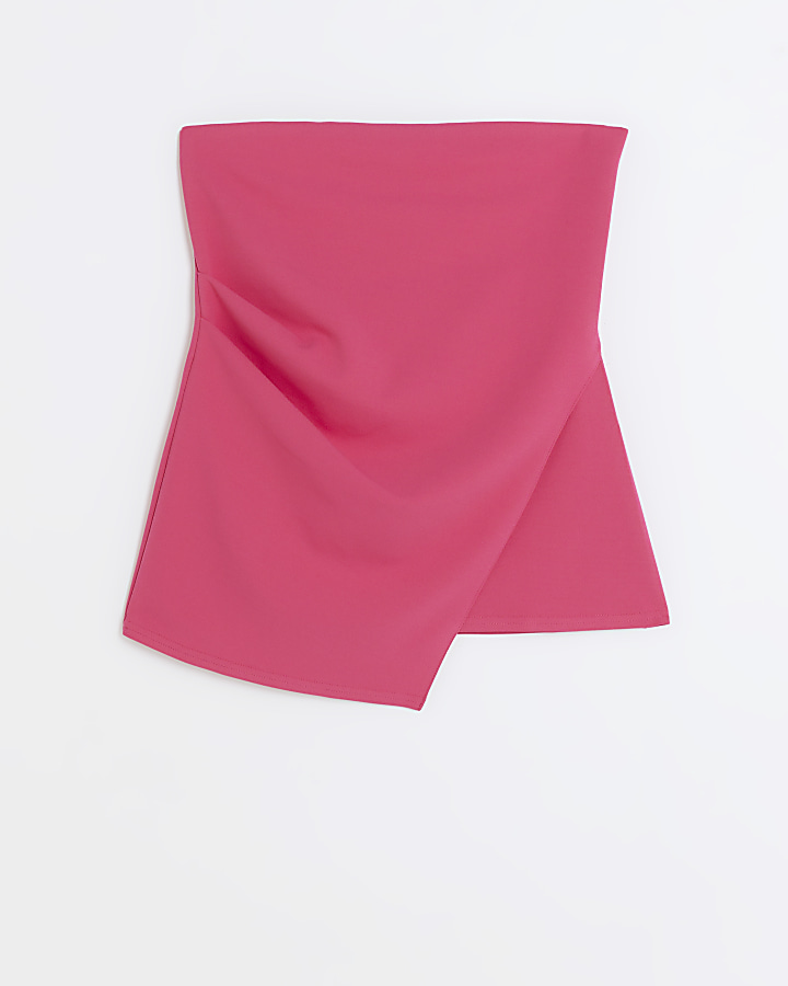 Pink bandeau asymmetric top