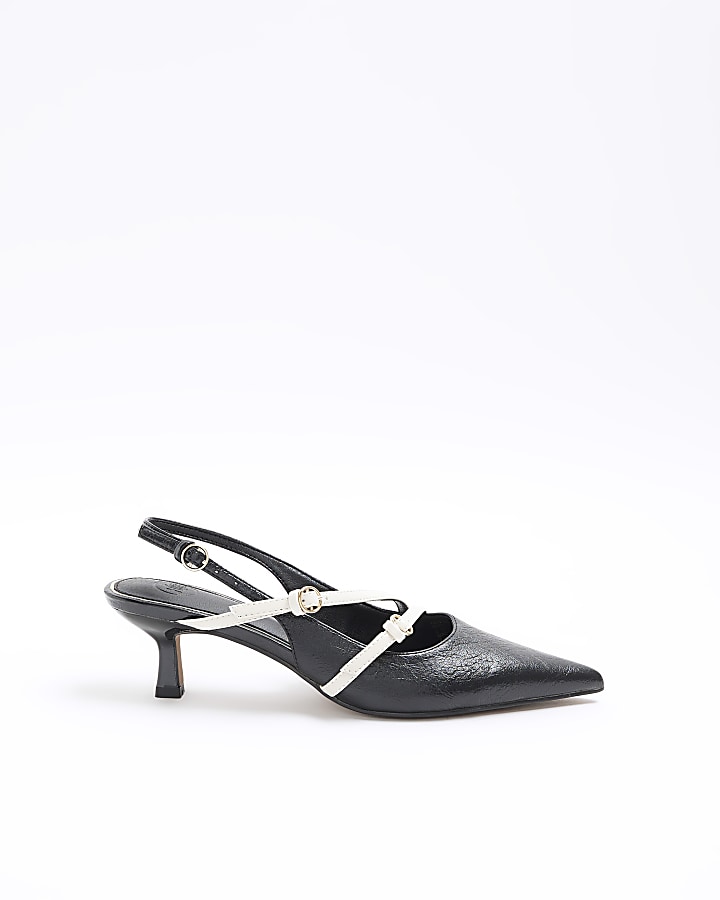 Black slingback outlet court shoes