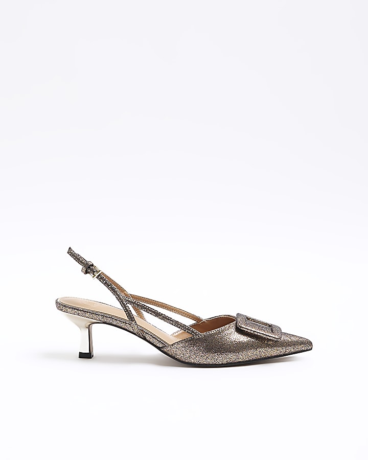 Bronze kitten heel store sandals