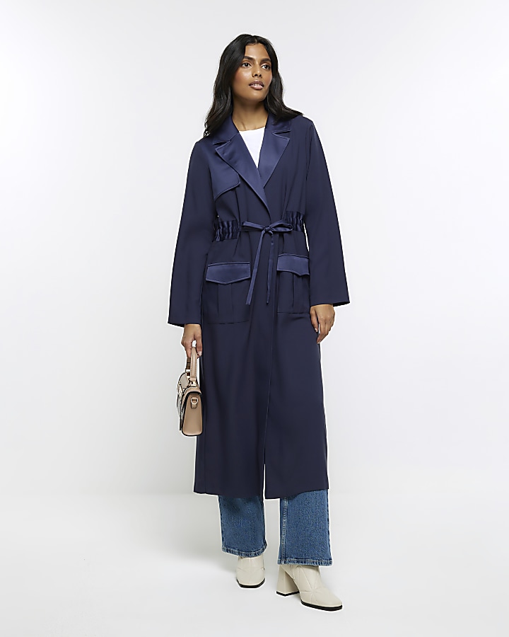 Navy blue clearance duster coat