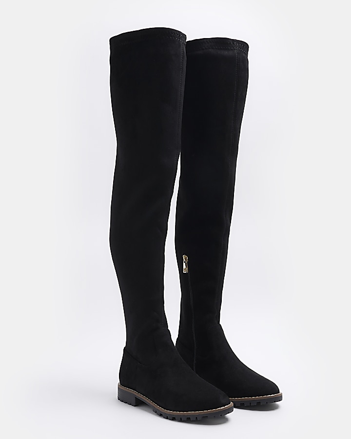 Black suedette over the knee boots