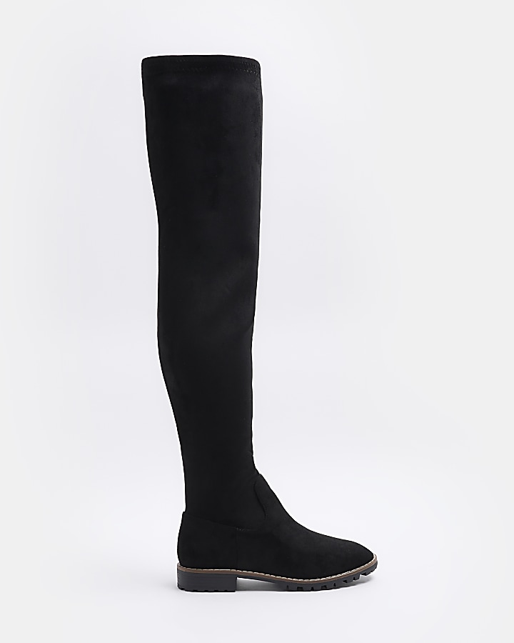 di black suede over the knee boots