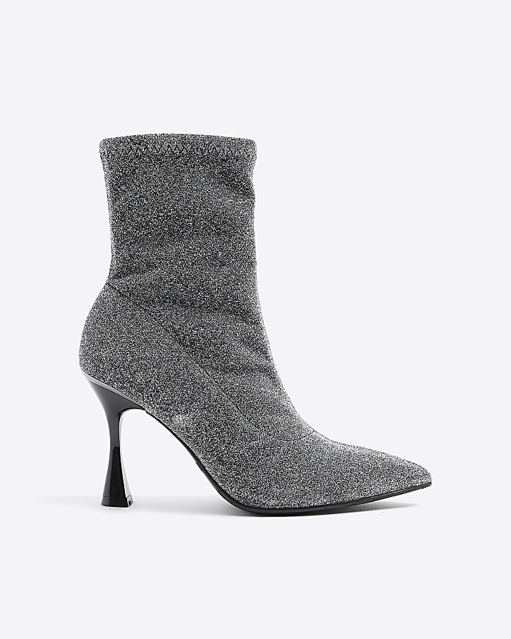 Black boots hotsell with silver heel