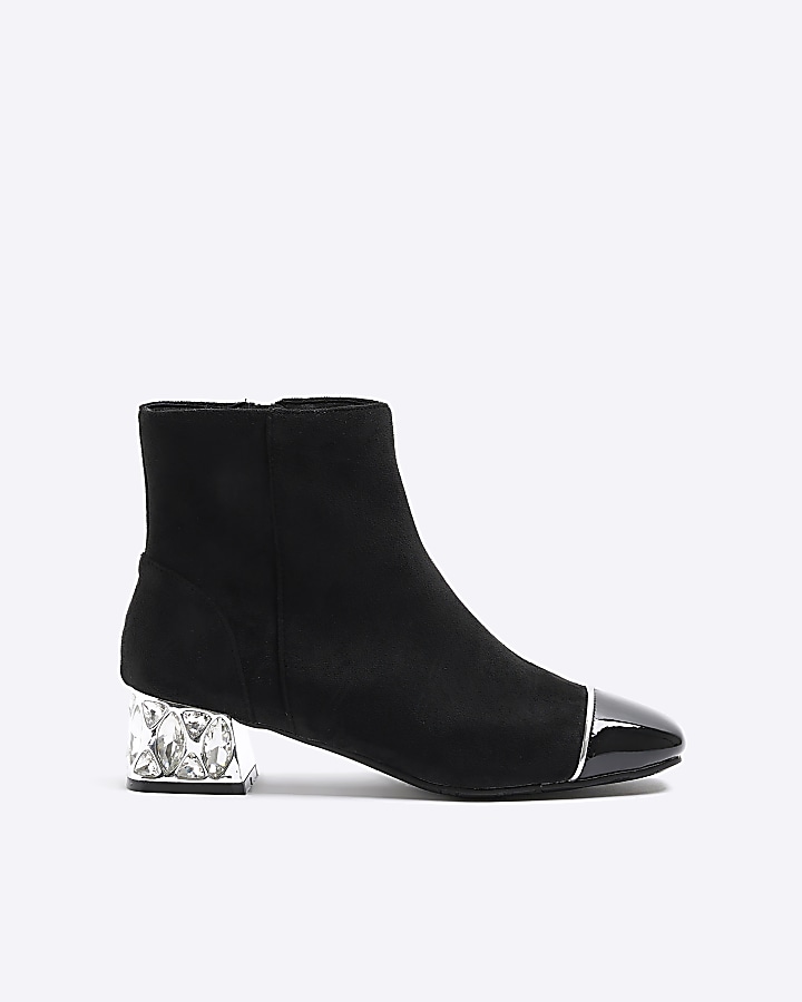 Black boots sale with diamante heel