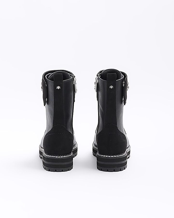 Black diamante ankle boots