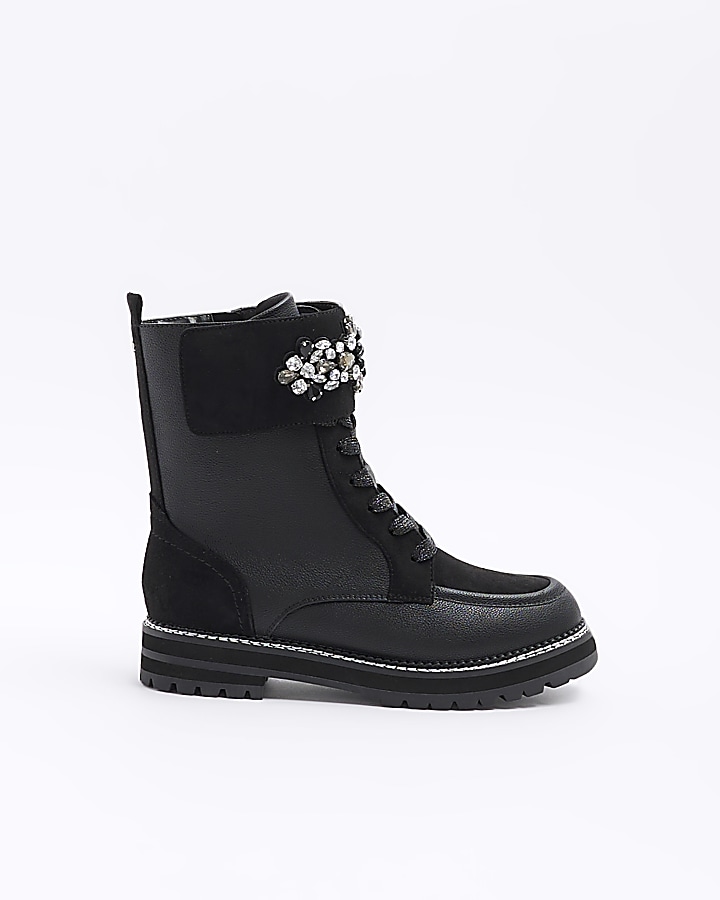 Black diamante ankle boots