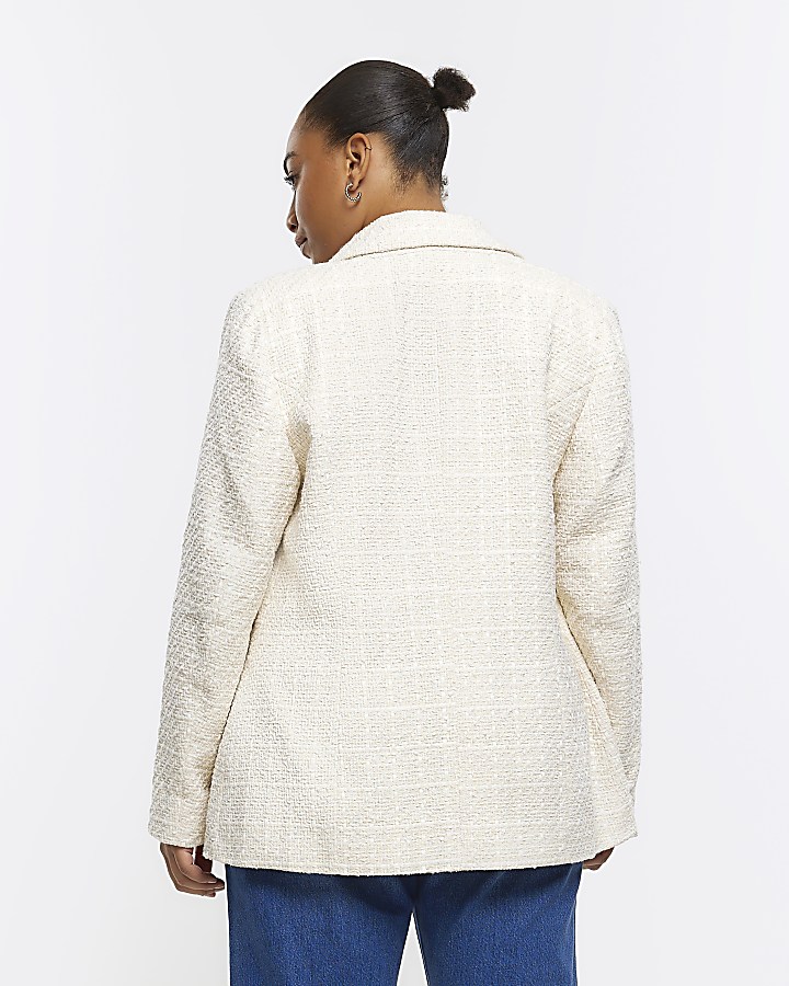 Plus cream boucle blazer River Island
