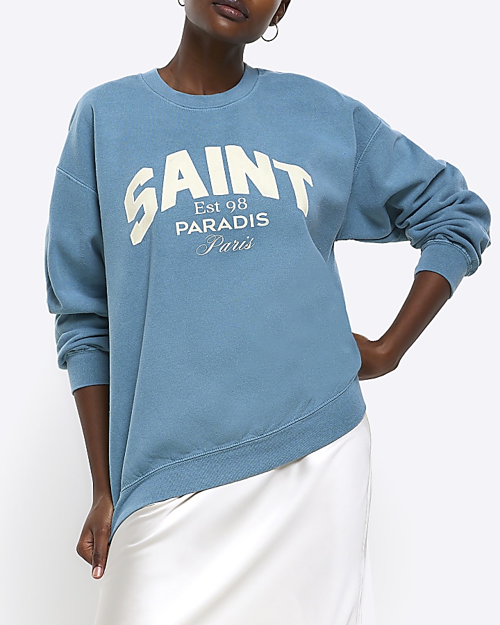 Blue graphic clearance sweatshirt