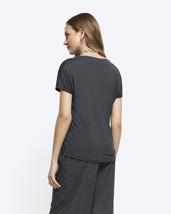 Grey vneck tshirt River Island