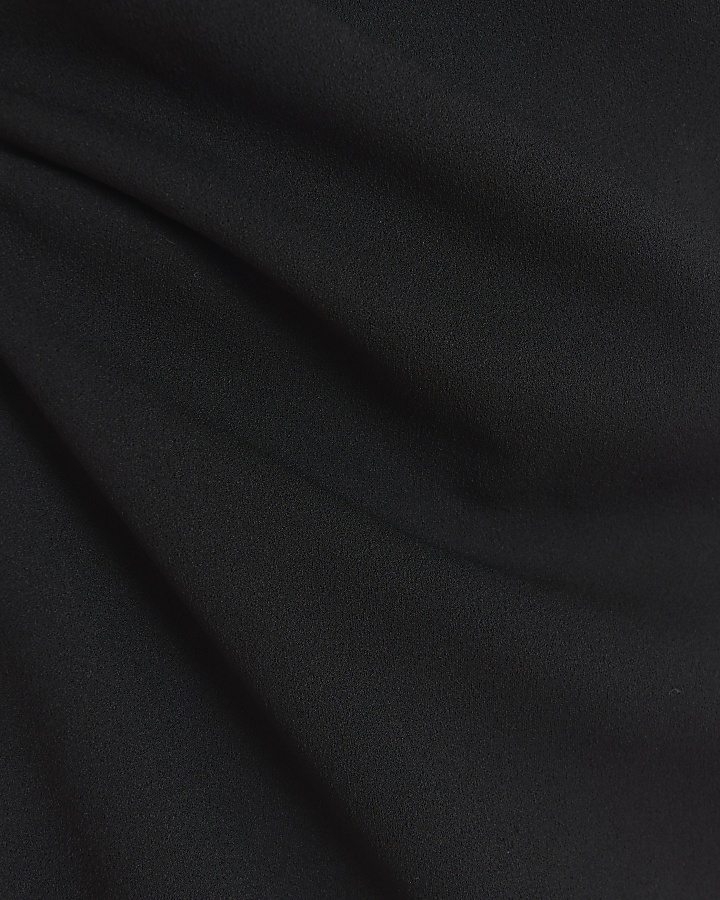 Black bandeau bodycon midi dress | River Island