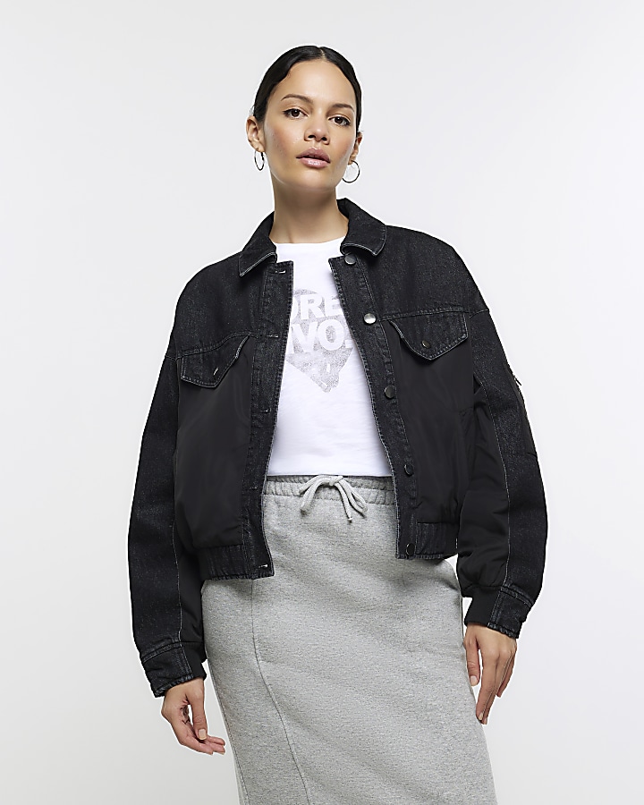 Black denim jacket outlet womens river island