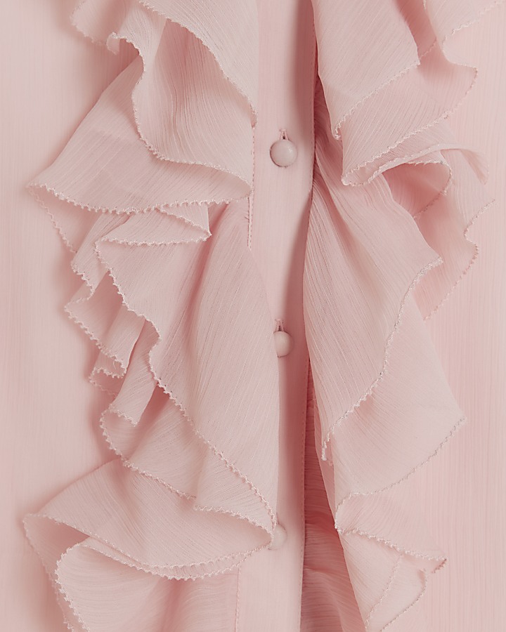 Plus pink frill blouse