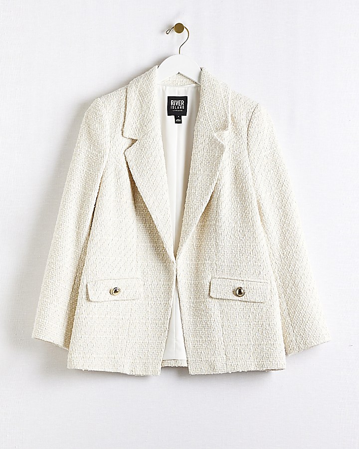 Cream boucle blazer River Island