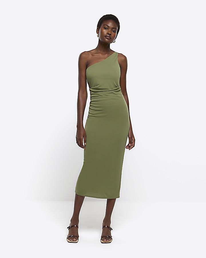 Khaki bodycon sales midi dress