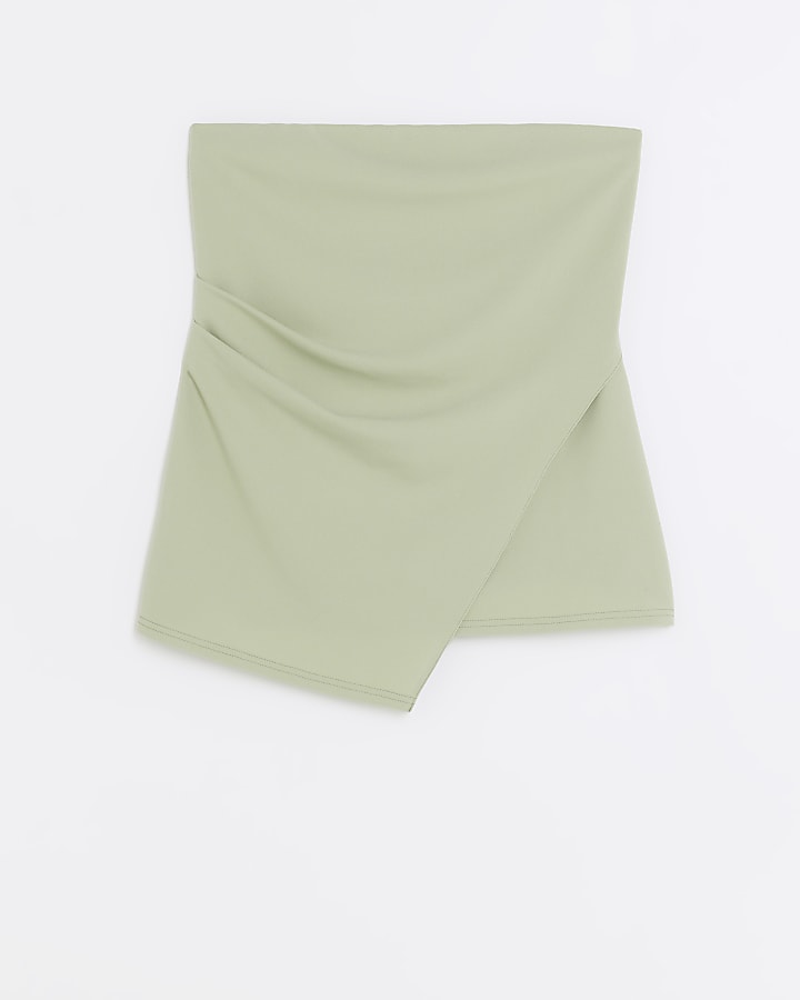 Green bandeau asymmetric top