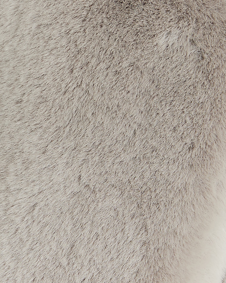 Grey panelled faux fur coat