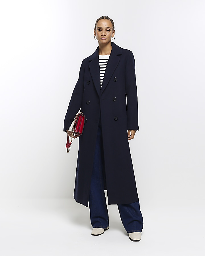 Navy longline overcoat