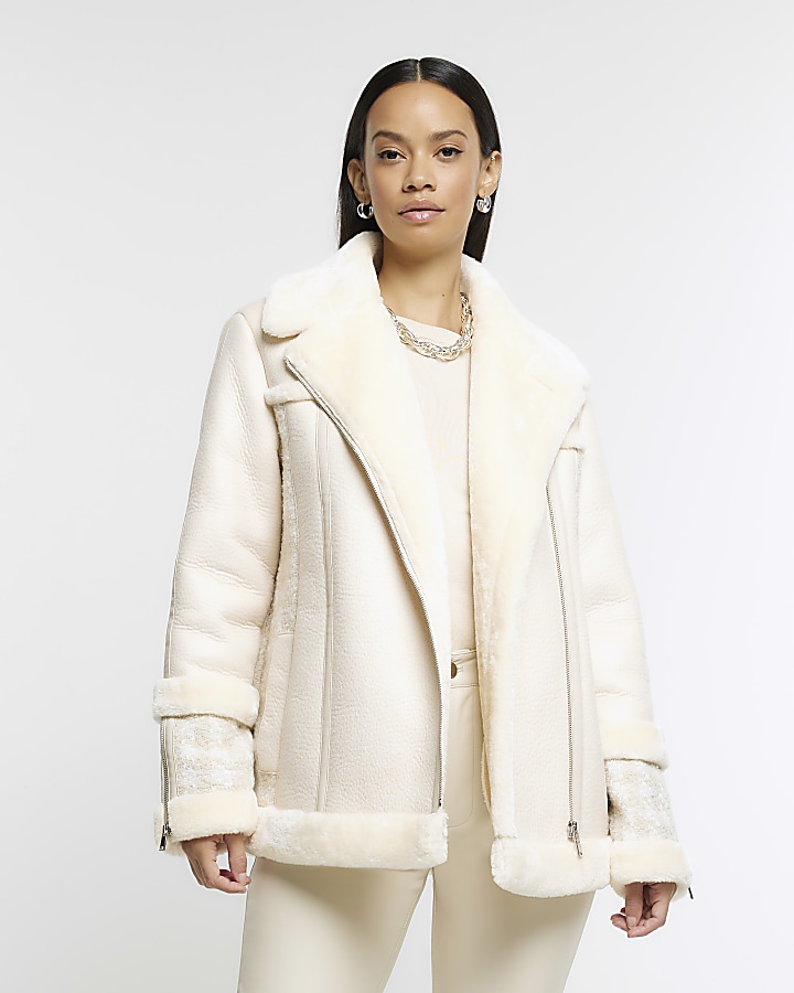 River island shearling store coat