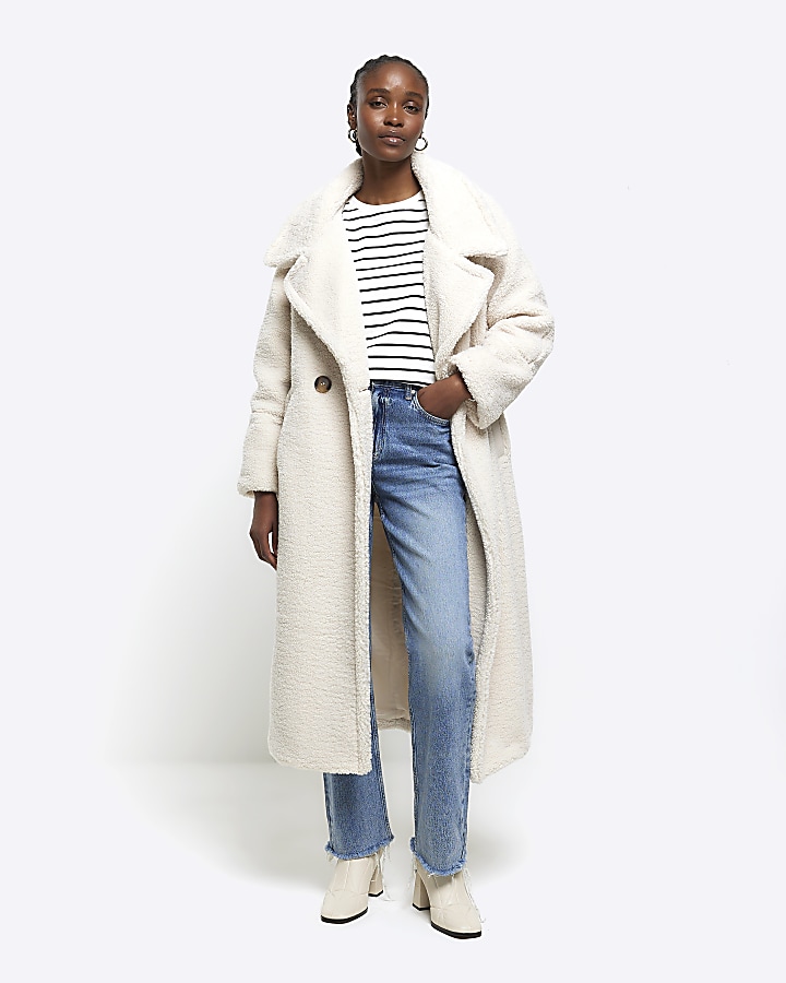 Cream borg oversized coat