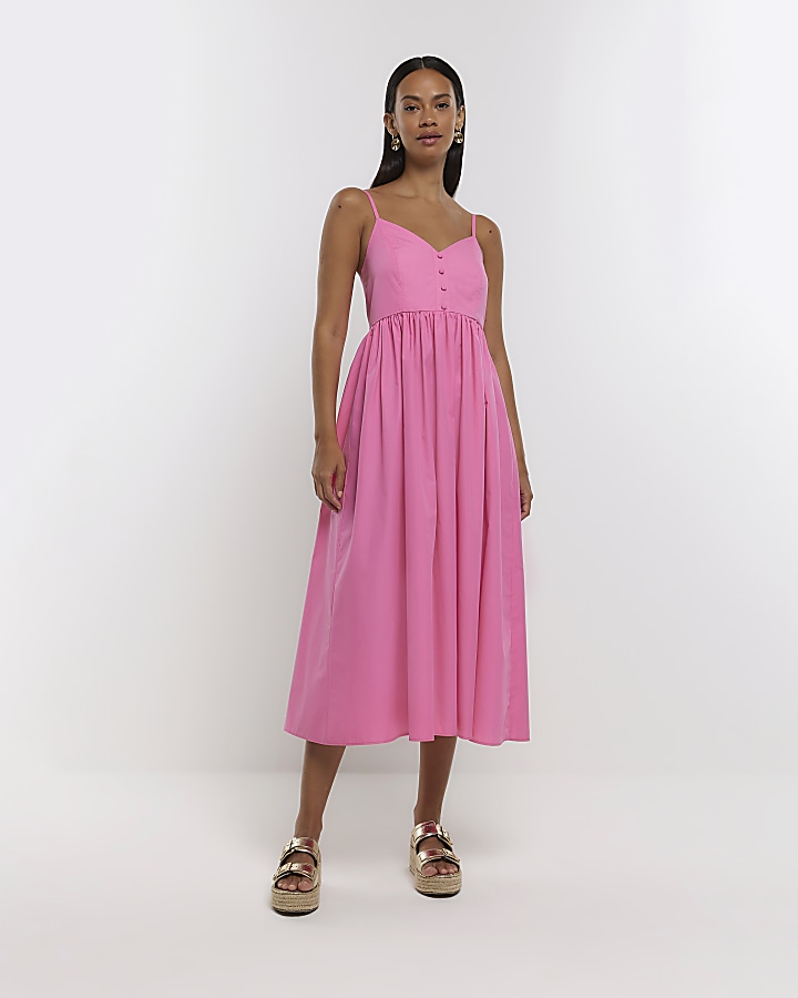 Pink skater midi dress