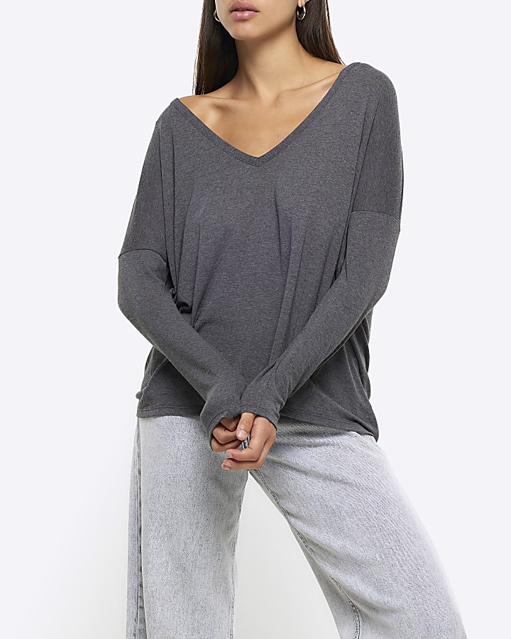 Grey batwing top online